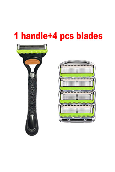 Choice6 ماكينة حلاقة يدوية جديدة خضراء من KVIFO للرجال، بشفرات من 1 و 4، وخمس...