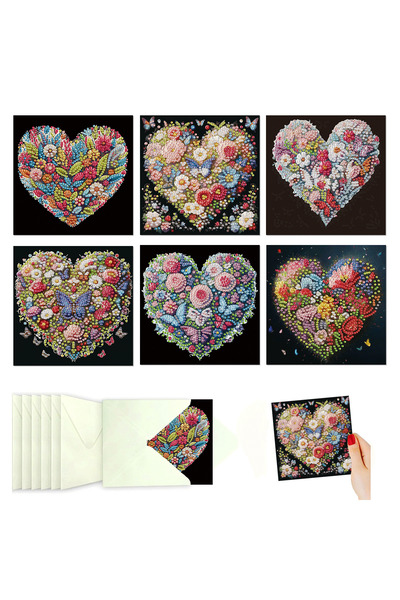 choice2 مجموعة HK034 المكونة من 6 قطع، طقم بطاقات تهنئة مرسومة بالألماس على ش...