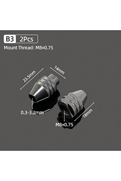 Choice1 B3-2Pcs-M8 Micro Mini Drill Chuck Adapter 0.5-3.2mm Brass Collet Bit ...
