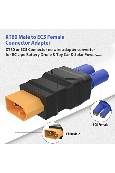 Choice3 محول XT60 ذكر إلى EC5 أنثى، محول بطارية RC مصبوب بالحقن