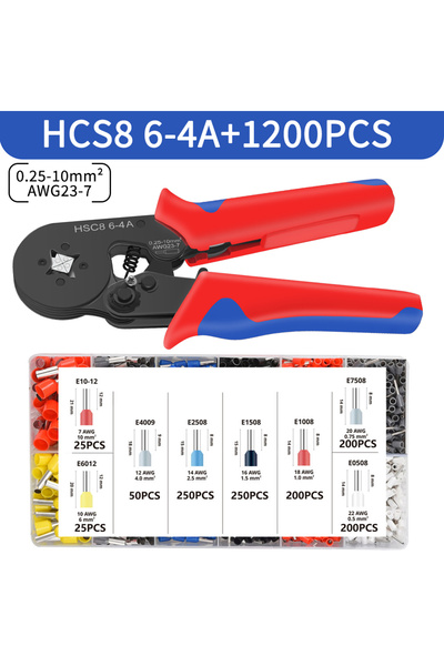 Choice7 أداة تجعيد أطراف الأسلاك HSC8 6-4A (1200 قطعة) - كماشة تجعيد كهربائية...