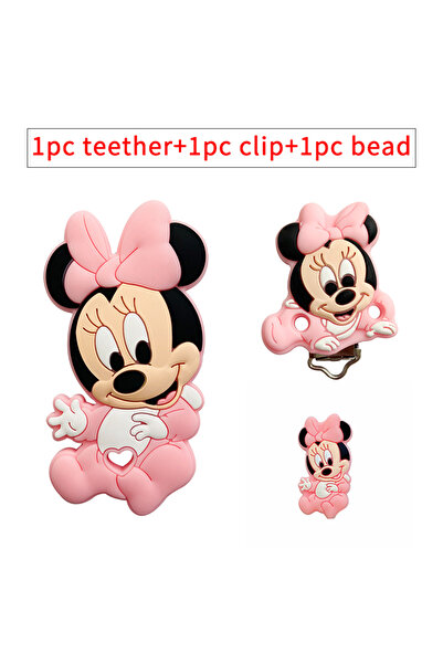 Choice21 3 قطع/مجموعة مشابك عضاضة سيليكون بتصميم بامبي برينسيس، خرز، مشابك سل...