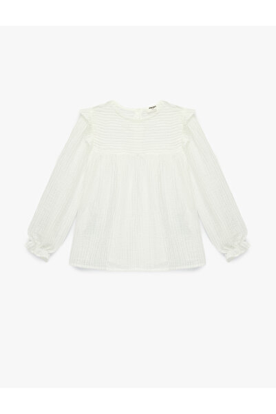 Koton Блуза с дълги ръкави и яка за колоездене, с набори и райета