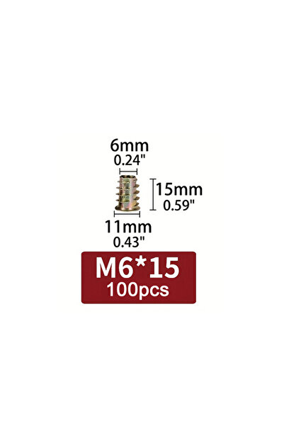 choice2 100 قطعة من صواميل M6x15 ذات رأس سداسي، مقاسات M4/M5/M6، مناسبة للخشب...