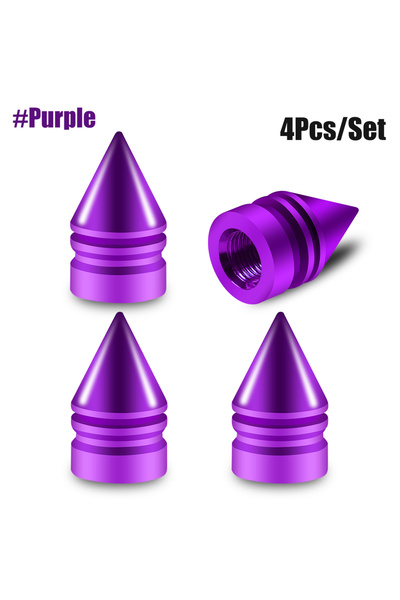 Choice20 C0057- Purple 4pcs Car Tire Valve Cap Grenade Aluminum Tyre Valve St...