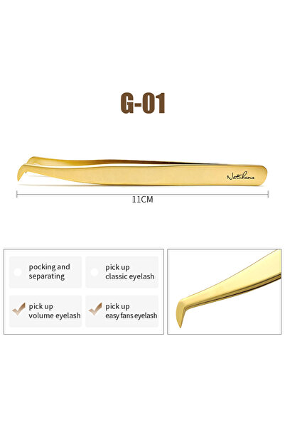 Choice9 ملاقط رموش ذهبية احترافية بالجملة من G-01، ملاقط رموش صناعية كثيفة، م...