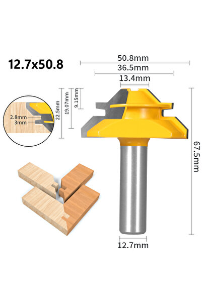 Choice1 12.7x50.8x22.5 1Pc 45° Degree Lock Miter Router Bit Woodworking Milli...