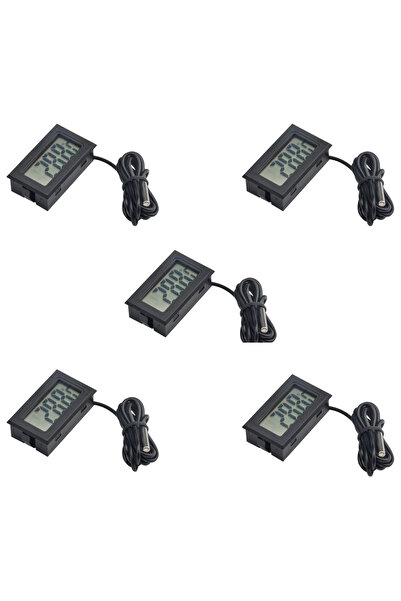 Choice1 5 قطع من مقياس الحرارة الرقمي الصغير FY-10 1M باللون الأسود، مزود بشا...