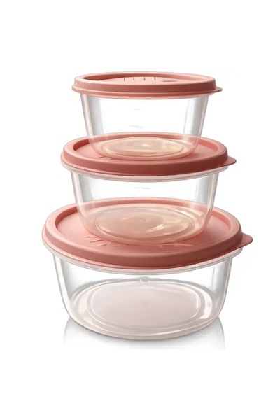 Thirty Three Design Set of 3 transparent casseroles with red lid, resistant p...