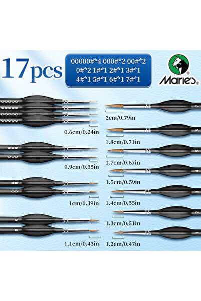 Choice12 17pcs 15pcs Marie's Detail Paintbrushes Set,Miniature Thin Tiny Pain...