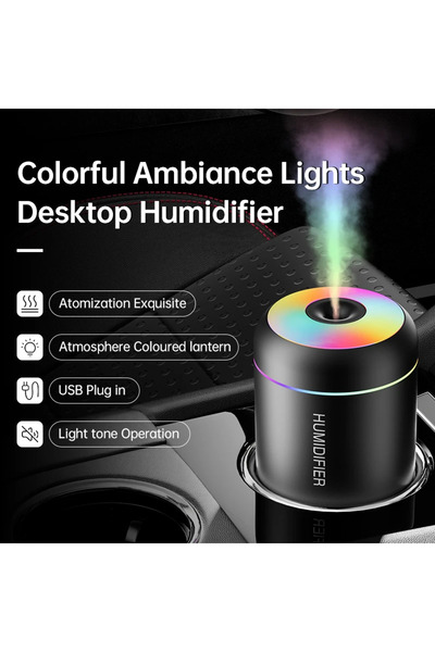 Choice3 مرطب هواء صغير للسيارة أسود اللون، سعة 180 مل، يعمل بمنفذ USB، موزع ر...