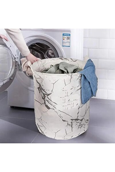 Thirty Three Design Foldable storage basket, 100% Cotton, with handles, cylin...