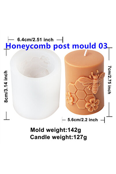 Choice1 قالب خلية نحل 03 ثلاثي الأبعاد بارز على شكل زهرة ونحلة وقرص عسل، قالب...