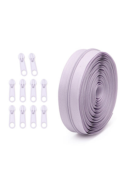 Choice8 3# بنفسجي فاتح. طقم واحد = 4.5 متر من السحاب + 10 رؤوس سحاب، سحاب ناي...