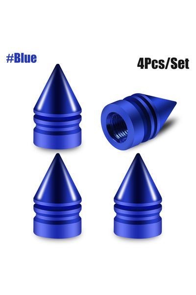 Choice17 C0057-Blue 4pcs Car Tire Valve Cap Grenade Aluminum Tyre Valve Stem ...