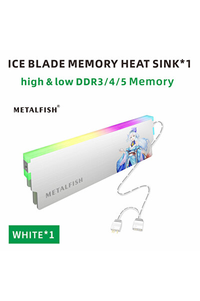 Choice5 White 1 PCS METALFISH DRAM Heatsink 5V-3PIN ARGB DDR3 DDR4 DDR5 Alumi...