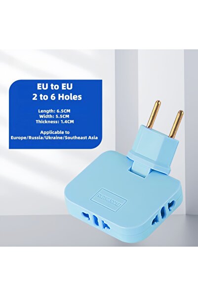 choice2 Z01 Blue EU Plug 180 Degree Rotatable Sket Converter 3 in 1 USB Exten...