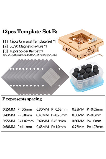 choice2 طقم محطة إعادة تركيب رقائق BGA من سبائك الألومنيوم، قالب عام B، مقاس ...