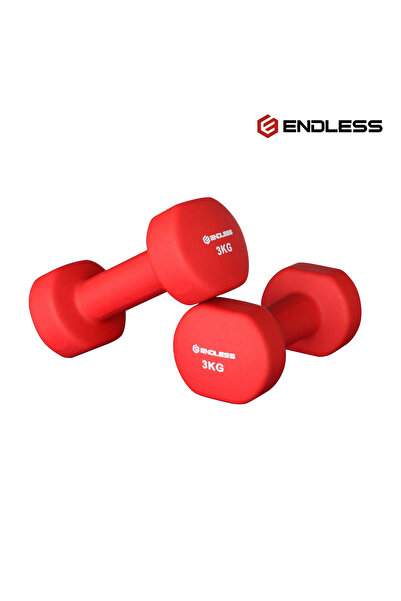Endless Neoprene Coated Fixed Dumbbell for Gym Exercises | Pair of 3 Kg | Mat...