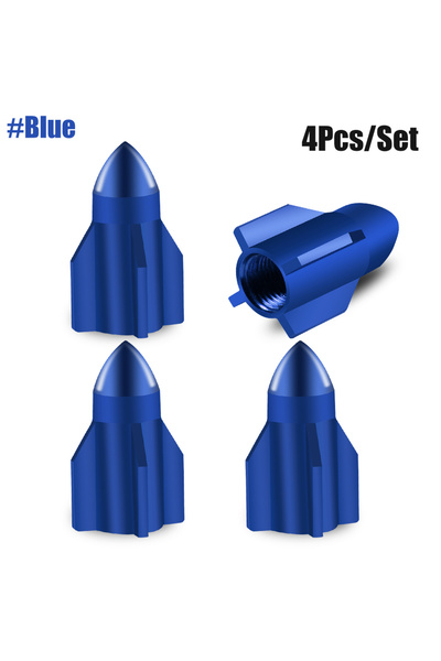 Choice10 C0063-Blue 4pcs Car Tire Valve Cap Grenade Aluminum Tyre Valve Stem ...