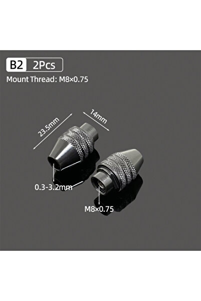 Choice4 B2-2Pcs-M8 Micro Mini Drill Chuck Adapter 0.5-3.2mm Brass Collet Bit ...