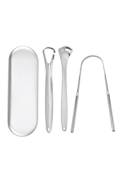 Choice4 3 قطع فضية، مكشطة لسان معدنية فاخرة (قطعة واحدة/3 قطع) للبالغين والأط...