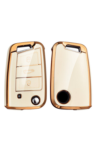 Choice3 غطاء مفتاح سيارة أبيض من مادة TPU، مناسب لسيارات فولكس فاجن جولف 7 وت...