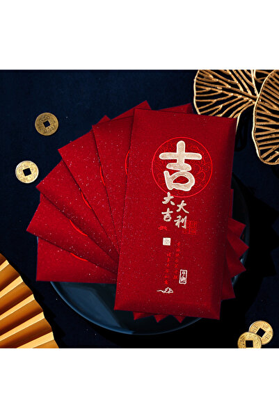 Choice3 ٦ قطع من الأظرف الحمراء، مقاس ١٧×٩ سم، مستلزمات رأس السنة الصينية ٢٠٢...