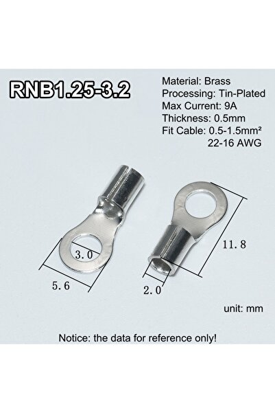 Choice27 Silver color 100pcs RNB1.25-3.2 Brass 100pcs RNB Brass Ring Bare Ter...