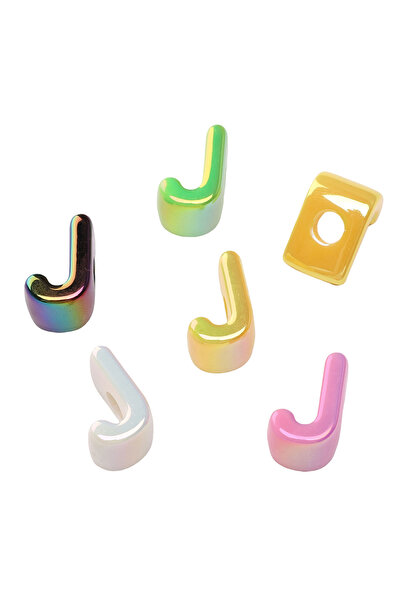 Choice24 J 5 قطع/مجموعة خرز حروف أكريليك بألوان AB، خرز فاصل مختلط عشوائي لصن...