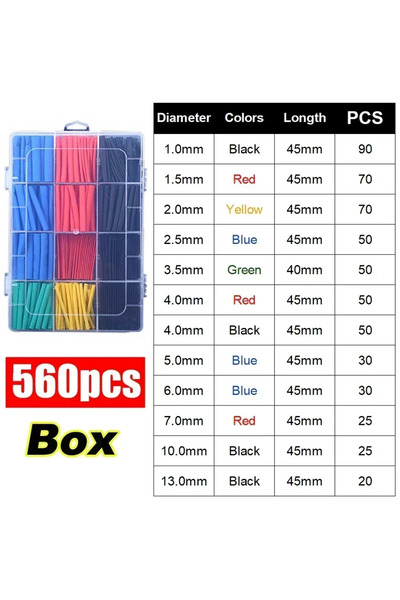 Choice5 ٥٦٠ قطعة (علبة) مجموعة أنابيب انكماش حراري بأحجام متنوعة ١٢٧/١٦٥/٣٢٨/...