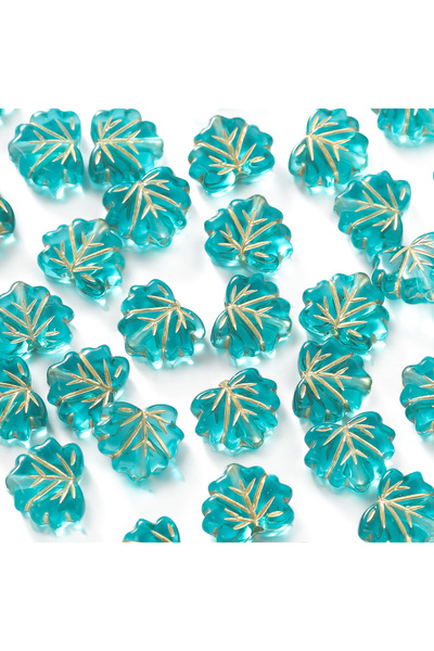 Choice5 50 قطعة من خرز أوراق أكريليك باللون الأزرق البحيري، فواصل خرزية لصنع ...