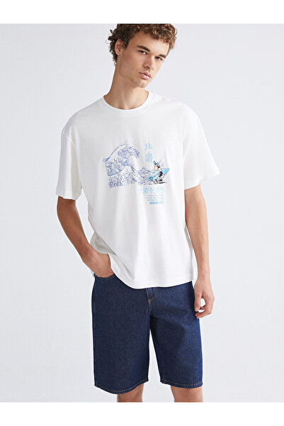 LC Waikiki Tricou pentru bărbați din bumbac pieptănat, imprimat, cu gât turna...