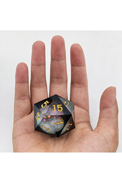 Choice1 نرد رمل متحرك من الراتنج ذو 20 وجهًا، 35 مم، قلب سائل، لعبة تقمص الأد...