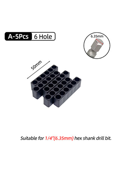 Choice A- 5Pcs 6 Hole 5Pcs Set 6/8/10/12/15 Holes 6.35mm/4mm Hex Shank Screwd...