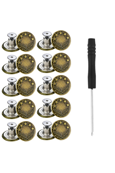 Choice5 D 10PCS Snap Fastener Metal Jeans Waist Butt 17mm Replacement No-Sew ...