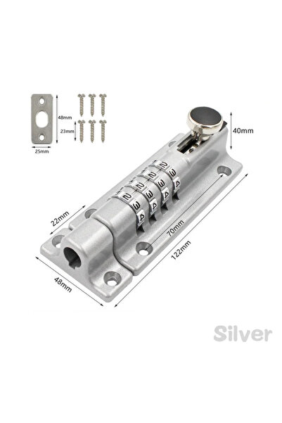 Choice1 Silver 4-Digit Combination Sliding Bolt Gate Lk Anti-theft Password L...