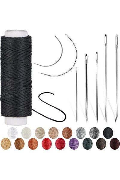 Choice9 طقم خيوط KRABALL من النوع الأول، بطول 32 ياردة، مشمعة جلد، مع إبر خيا...