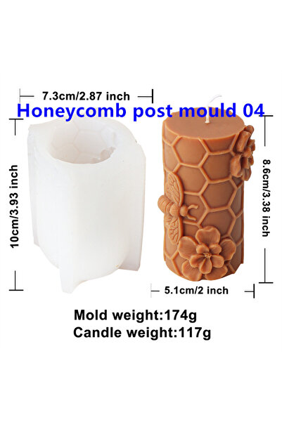 Choice3 قالب خلية نحل 04 ثلاثي الأبعاد بارز على شكل زهرة ونحلة وقرص عسل، قالب...