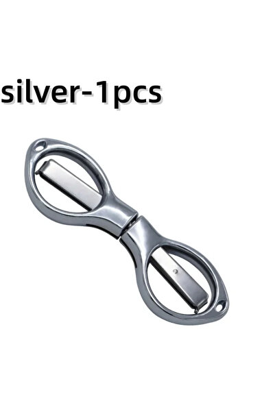 choice2 D-silver-1pcs Simple Portable Folding Scissors Solid Color Glasses Sh...