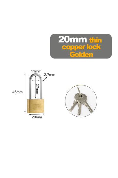 Choice5 أقفال ذهبية رفيعة وسميكة وطويلة بسمك 20 مم، أقفال متنوعة لأبواب الخزا...
