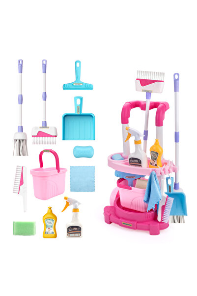 Choice3 مجموعة تنظيف للأطفال من بي بينك، 12 قطعة/مجموعة، مع علبة، تتضمن جاروف...