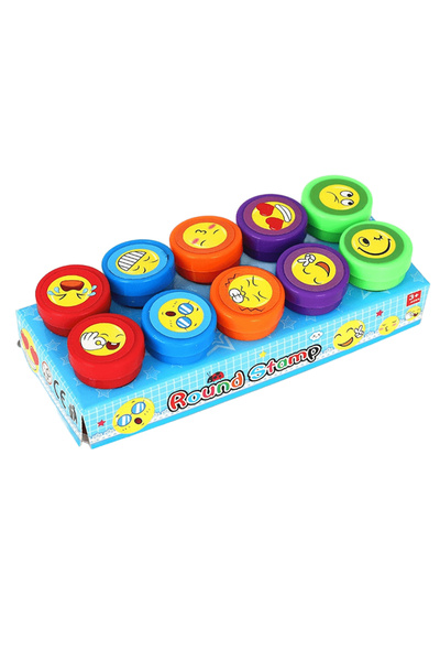 choice2 مجموعة متنوعة من 10 طوابع كرتونية لطيفة بوجه مبتسم، معبأة في علبة، مث...