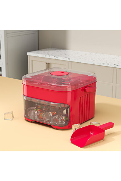 Choice1 صينية مكعبات ثلج حمراء لامعة مزدوج الطبقات بـ 50 خانة، قالب مكعبات ثل...