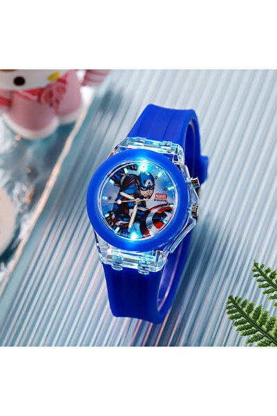 choice2 ساعة أطفال XFG-MD-Blue بتصميم سبايدرمان لطيف مع ضوء فلاش ملون وحزام س...