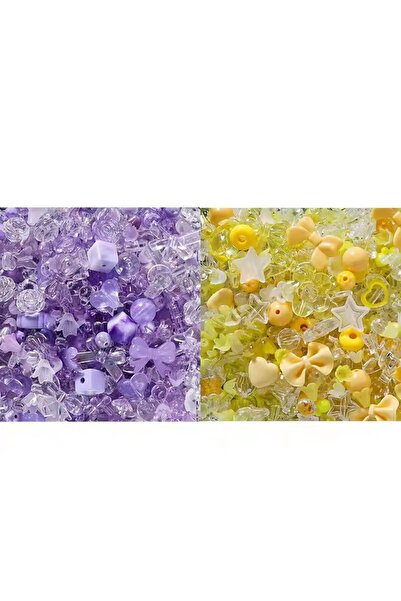 Choice9 خرز فاصل أكريليك فضفاض بألوان أرجواني وأصفر، 40 غرام/العبوة، بأشكال م...