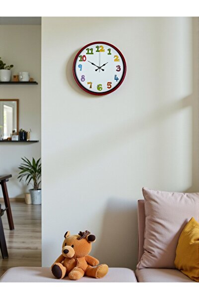 Leyaton 36 cm Red Children's Room Wall Clock Lwlhm-Ytrs345