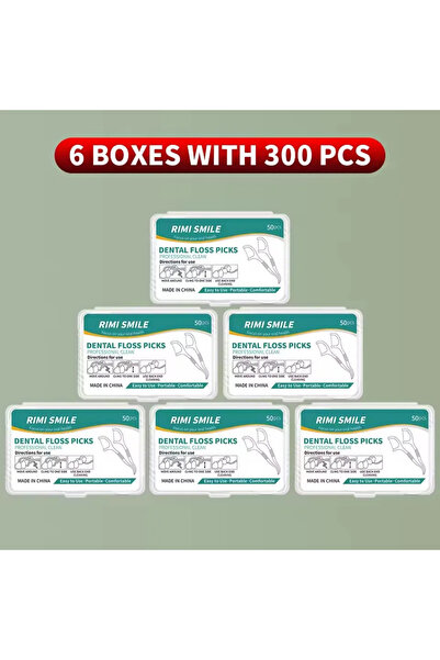 Choice3 ٦ علب تحتوي على ٣٠٠ قطعة من خيط تنظيف الأسنان البلاستيكي المحمول للاس...