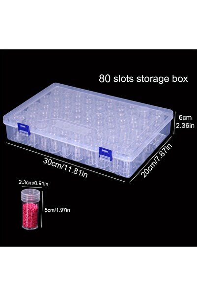 Choice1 80gridsyuan 1pc 24/38/48/60/80 Slots Plastic Storage Box, DIY Diamond...