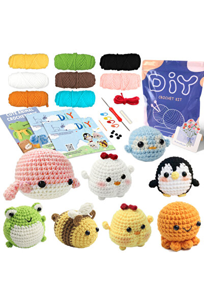 Choice12 مجموعة تطريز حيوانات باللون الكاكي الداكن للمبتدئين، مجموعة تطريز لل...